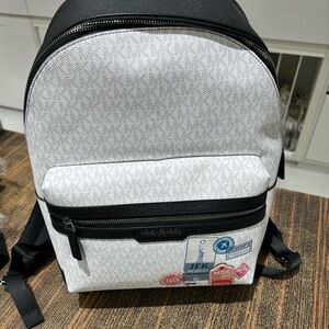 Michael Kors Cooper Canvas dome Backpack NWT new with tag white